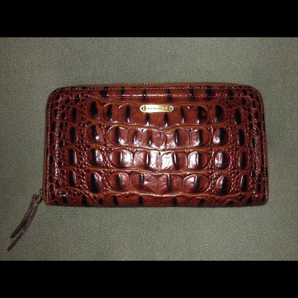 Brahmin brown zippered wallet.